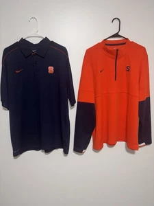 RARA Polo Nike Uomo XL Siracusa Arancione Quarto Zip Blu Manica Corta NCAA - Foto 1 di 4