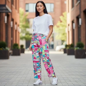 Talbots Vintage bunte abstrakte Druck gerades Bein Cropped Hose 10 - Bild 1 von 15