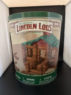 Lincoln Logs 100th Anniversary Tin 111 Pieces Wood Building - Image 1 of 4