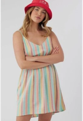O'Neill XL Kenzie в полоску платье женщин сарафан короткий хлопок - Изображение 1 из 4
