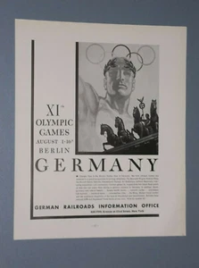 BERLÍN ALEMANIA 1936 ANUNCIO DE VIAJE XI JUEGOS OLÍMPICOS + 1939 ANUNCIO DE VIAJE ALEMANIA - Imagen 1 de 3