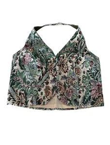 Nuevo con etiquetas Chaleco Halter Hilary Macmillan Floral Jacquard Estampado Verde Talla 1X Precio de venta sugerido por el fabricante $129 - Imagen 1 de 8