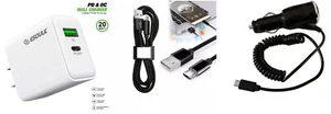 For Nokia 6 N6 ( 2017 ) Car Charger + 20W Wall Charger + Mirco USB - Picture 1 of 3