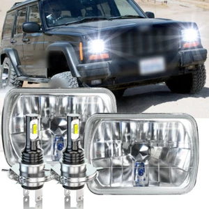Pair For Jeep Cherokee XJ YJ Chevy 7x6" Headlights Hi/Lo beam 7"x 6" DRL 6000K - Picture 1 of 17