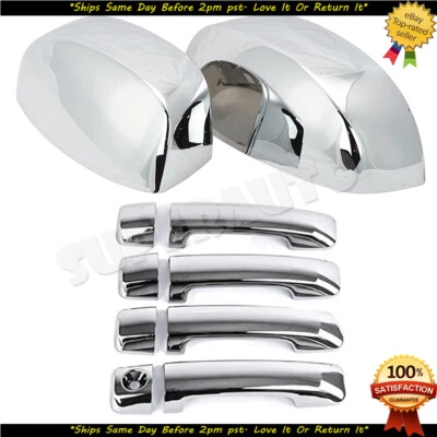 Se adapta a Toyota Tundra Sequoia 2007-2020 espejo superior cromado + juego de superposición de cubierta de mango Foto 1 de 4