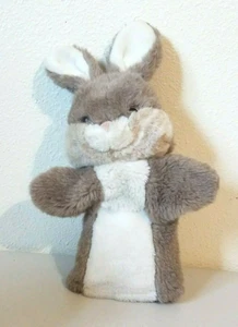 Vintage 1984 Dakin Gray White BUNNY RABBIT Plush Hand Puppet 15" - Picture 1 of 4