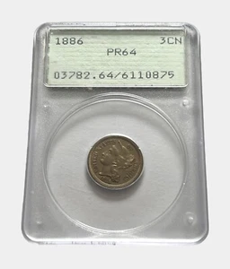 1886 Proof Three Cent Nickel 3CN PCGS PR64 Old Green Label NO RESERVE - Picture 1 of 3