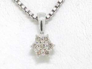 Colgante brillante forma de flor 585 oro blanco 14 quilates 7 brillantes total 0,13 quilates - Imagen 1 de 4