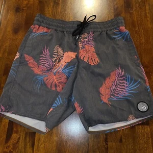 Volcom Gray Multicolor Swim Trunk Board Short Mens Small - Picture 1 of 9