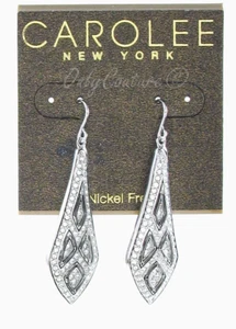 CAROLEE New York Silver-Tone Pave Crystal Drop Earrings $65 NWT Nickel Free - Picture 1 of 2