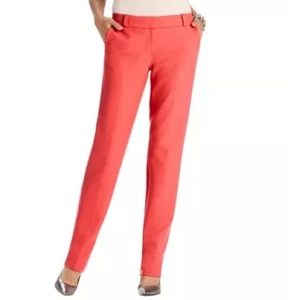 NEW Ann Taylor LOFT Marisa Straight Leg Stretch Low Rise Pants Coral Pink 8 NWT - Picture 1 of 6
