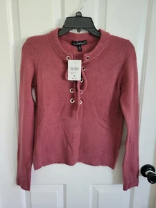 Derek Heart Forever 21 Rose Lace-Up Long Sleeve Sweater Size Small NEW - Picture 1 of 8