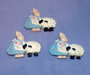 Lot 3 Miniature Flat Back Craft Embellishment Easter Bunny Rabbit Lamb Sheep - Picture 1 of 2