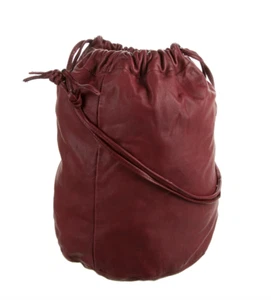 Bottega Veneta Large Drawstring Bucket Bag/Pouch Red Leather BV Logo Lining - Picture 1 of 8