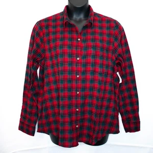 NEW Old Navy Flannel Button Up Shirt Womens XL Tall Red Plaid Top Classic 0503X - Picture 1 of 6