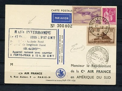 KMC4076-France #247, 283, C7 (F438) Tied to Post Card, Air Mail Route, used - Image 1 of 2