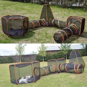 6 in1 Portable Pet Tunnel House Pop Up Outdoor Enclosure Pet Playpen Play Tent - Picture 1 of 14