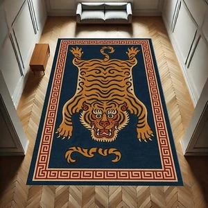 Tiger Rug, Tibetan Rug, Boho Floor Mat, Oriental Carpet, Animal Print Rug - Picture 1 of 12