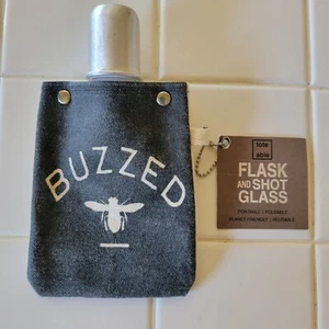 Tote + Able "Buzzed" Bee 4 oz. Flask and Shot Glass Eco-Friendly Made in The USA - Picture 1 of 3