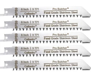 6-Inch Stainless Steel Frozen Meat Bone Cutting Saw Blades 5-Pack - Picture 1 of 8