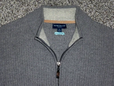 Suéter Para Hombre Colección PETER MILLAR Cremallera Completa Mezcla Cachemira/Lana XL GRIS Foto 1 de 4