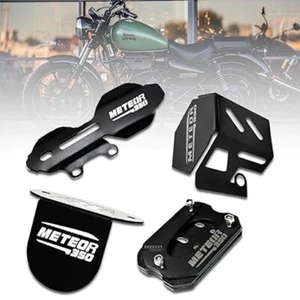 Fit For Royal Enfield Accessories Combo Pack Of - 4 Black For Meteor 350 - Picture 1 of 6