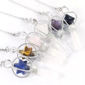 Natural Gemstones Merkaba Pendulum Healing Crystal Pointed Reiki Chakra Pendant - Imagen 1 de 30