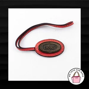 BOLO PINK SALMON LEATHER STRAP LOOP GOLD BRASS KEYFOB BAG CHARM KEYCHAIN HANGTAG - Picture 1 of 1