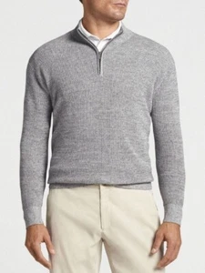 Peter Millar L5809 Mens Grey Kitts Twisted Quarter Zip Pullover Size XL - Picture 1 of 4