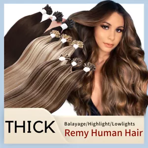 Indian Hair Nail U Tip Keratin Fusion Hair Extensions 100% Remy Human Hair 24" - Picture 1 of 26