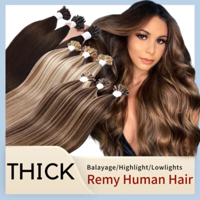 Indian Hair Nail U Tip Keratin Fusion Hair Extensions 100% Remy Human Hair 24" - Image 1 of 4