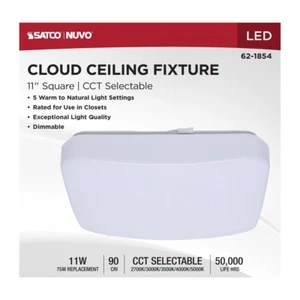 Nuvo 62-1854 - 11" LED Cloud Fixture - 11 Watt CCT Selectable (1, 2, or 6 Pack) - Picture 1 of 15