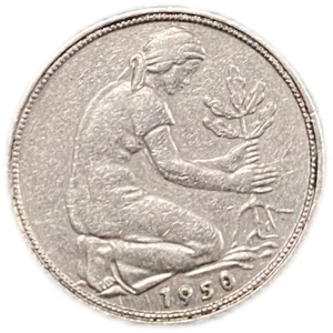 Germany 50 Pfennig 1950 - Coin - Woman Planting - Picture 1 of 4