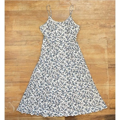 Maxi Vestido Vintage Estampado Floral Talla XL/1X Años 90 Acanalado Ojales Línea A Mezcla de Algodón Foto 1 de 4