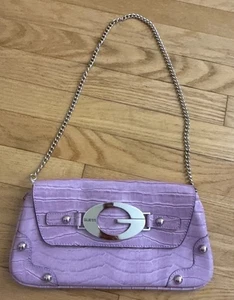 Vintage Purple Guess Y2K 90s 2000s Studded Shoulder Bag Purse Monogram Chain - Picture 1 of 21