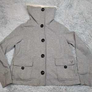 American Eagle Jacke Damen XL grau Mantel Druckknopf weich kuschelig bequem Taschen - Bild 1 von 13