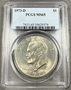 Dólar Eisenhower 1973-D $1 - PCGS MS65 - Soporte azul antiguo - Imagen 1 de 2