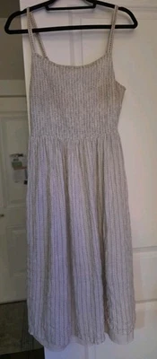 Old Navy Women's Size M Sleeveless Dress White/Black Striped, Elastic Bust - Image 1 of 4