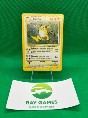 Pokémon TCG Raichu 14/102 Base Set Holo Unlimited Moderately Played Vintage - Image 1 of 4
