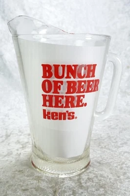 Ken's Pizza Vintage Restaurant Glass Pitcher 'Bunch Of Beer Here. Ken's' - Image 1 of 4
