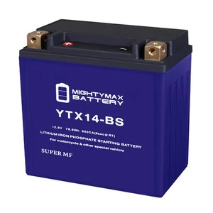 Mighty Max YTX14-BS Lithium Battery Replaces Honda TRX500 FourTrax Rubicon 2002 - Picture 1 of 6