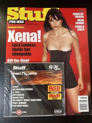 Stuff Magazine June/July 2000 Issue #8 Lucy Lawless Xena w/ ATTACHED CD FLY JAMS Foto 1 de 4