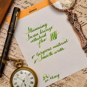 Vintage Swan Mabie Todd Bronze Celluloid Fine Full Flex 14ct AGold Nib Near Mint - Picture 1 of 12