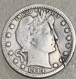 1914-D 25C Barber Quarter - Picture 1 of 3