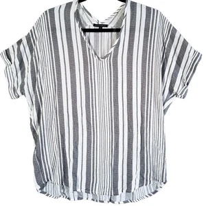 Staccato Top Damen klein gestreift V-Ausschnitt Kurzarm Relaxed Fit Bluse - Bild 1 von 9