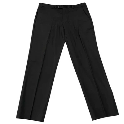 Pantalones de vestir Armani Collezioni para hombre 35x29 pantalones de lana negros lisos delanteros planos Foto 1 de 4