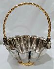  Silver Plate Melon Panel Basket with Braided Handle