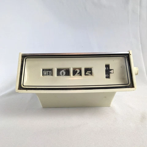 Vintage Flip Alarm Clock Ropat Talisman 15 white silver black *** NEEDS REPAIR Cover