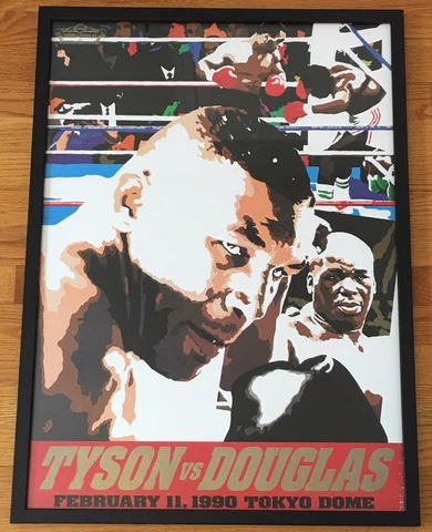 Boxing Original 1990 MIKE TYSON vs. BUSTER DOUGLAS Onsite Poster FRAMED Cover