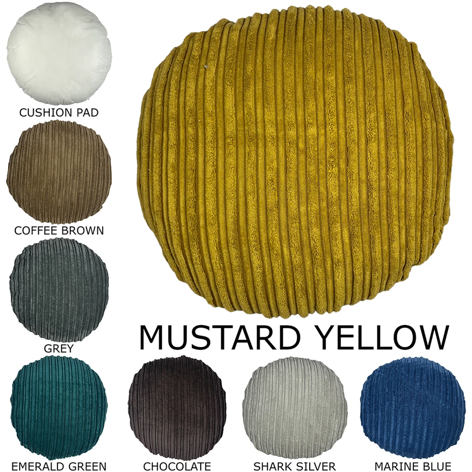 Premium Circle Jumbo Cord Cushion With Hollowfibre Insert Soft Round Pillow Sofa - Image 1 of 1